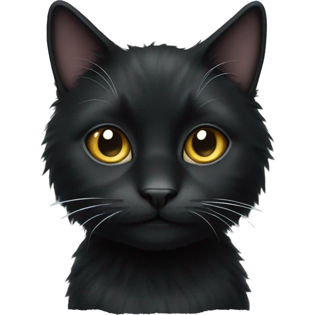 fluffy black cat with white spot on nose emoji