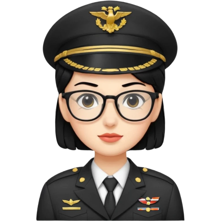 Black hair military secretary glasses nerd cute no hat emoji