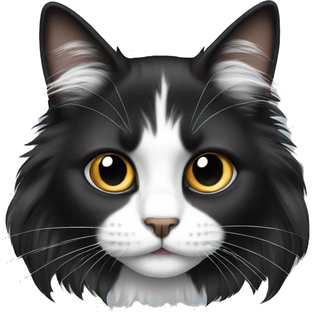 long haired cat half black half white emoji