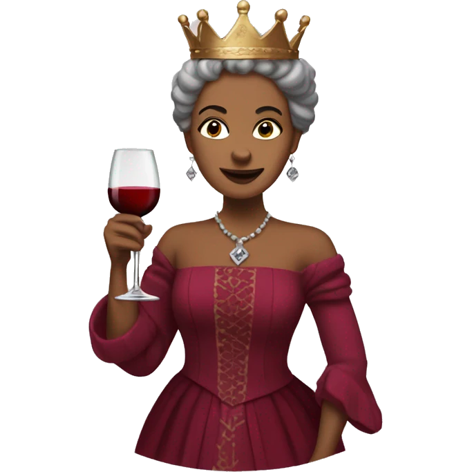queen hoding wine emoji