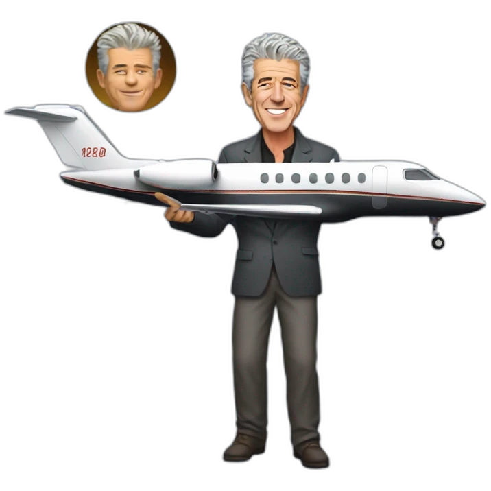 Anthony Bourdain flying on a private jet emoji
