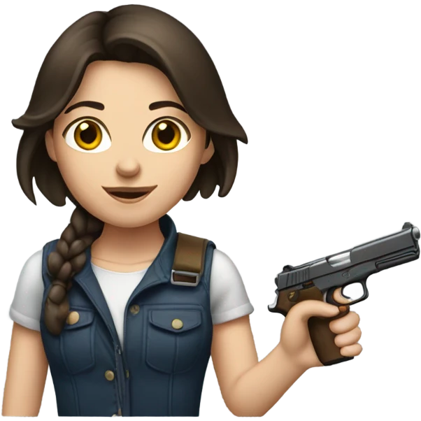 brunette white girl holding a gun  emoji