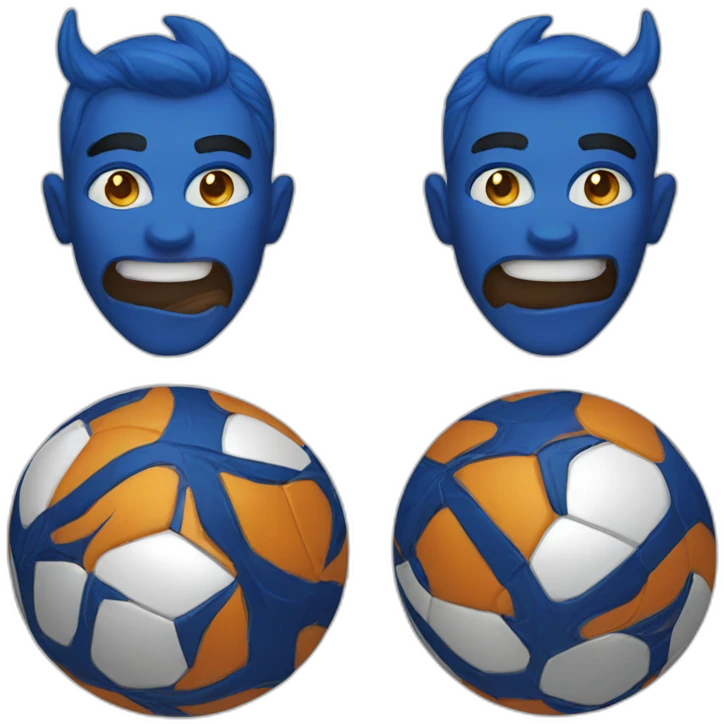 Devil wearing a blue soccer shirt emoji