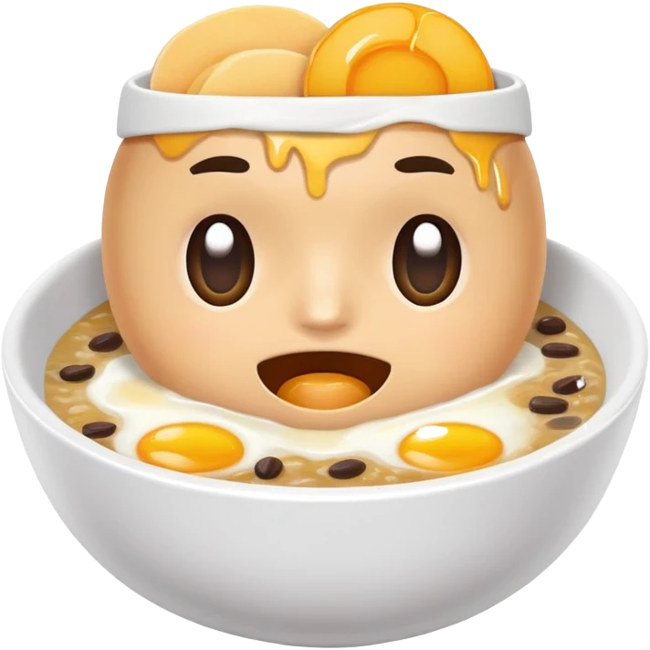 Sweating breakfast Bowl with a Face and tiny Hands and Feet and Sweat Bands emoji