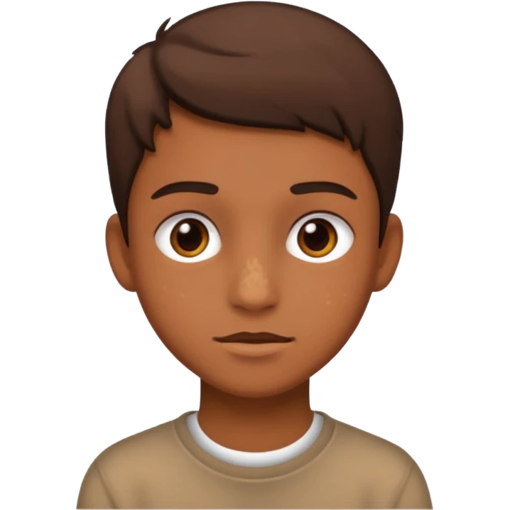 A teenager with a brown textured emoji