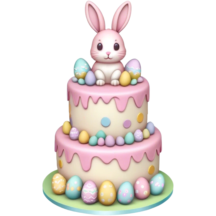 beautifully decorated 2 tier Easter cake pink  emoji