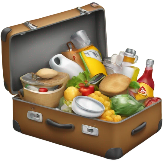 overloaded close suitcase with kitchen different stuff emoji
