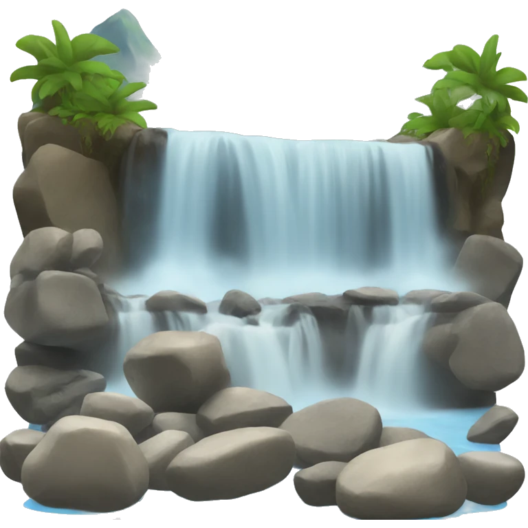 waterfall with rocks emoji
