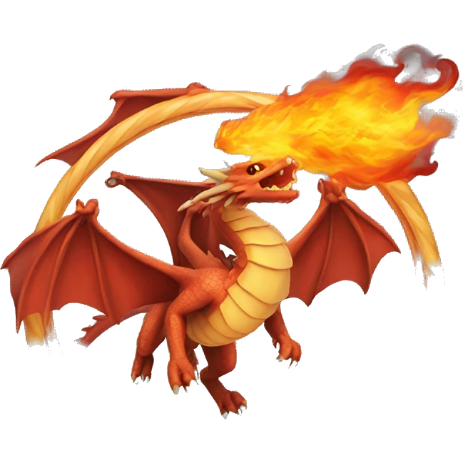 Dragon flying through a flaming hoop emoji