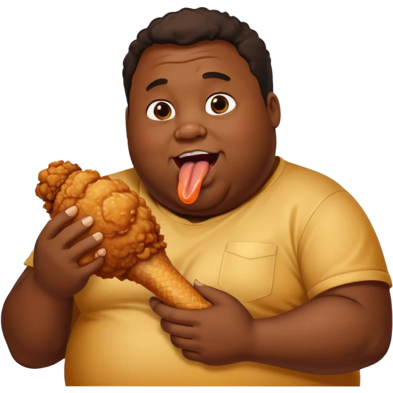 Fat black guy devouring chicken emoji