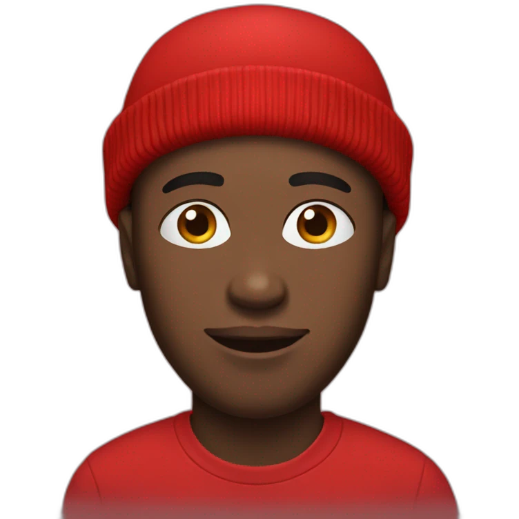 black man in red beanie hat emoji