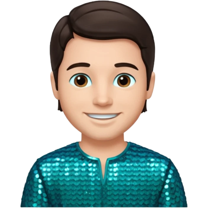 Daniel from The Bible with dark brown hair, teal sequin outfit emoji
