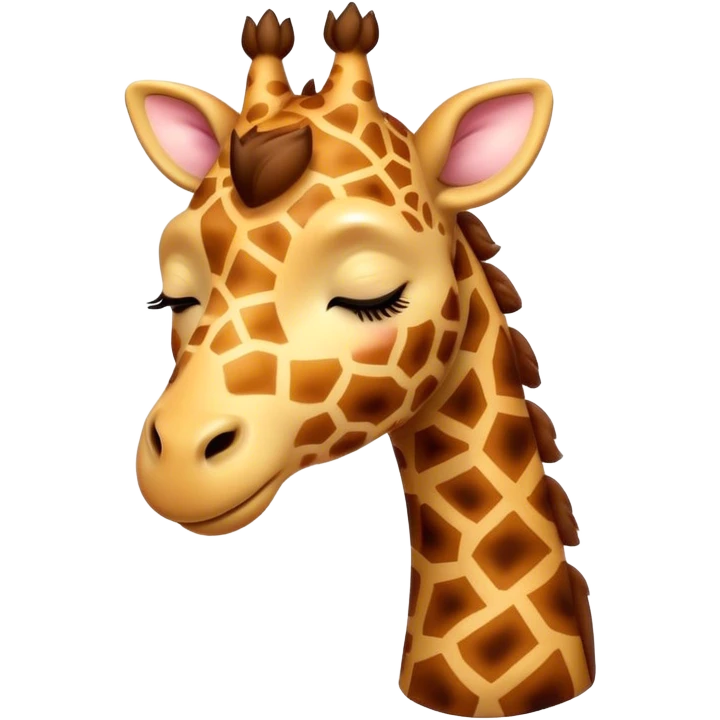 Meme-Worthy Cute Sleeping Giraffe Portrait Emoji, Head resting peacefully with a contented smile, showcasing a slender, elegant build and a luxuriously soft, patterned Fur, eyes shut in a serene, restful nap, Simplified yet hilariously adorable features, highly detailed, glowing with a soft, drowsy light, high shine, relaxed and utterly lovable, stylized with an air of playful laziness, bright and heartwarming, soft glowing outline, capturing the essence of a comically sleepy giraffe, so meme-worthy it feels like it could instantly become the next viral sensation of adorable slumber! emoji