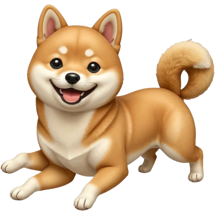  shiba inu, qui est mdr et se roule à terre les 4 pattes en l'air, avec sa queue en tire bouchon emoji