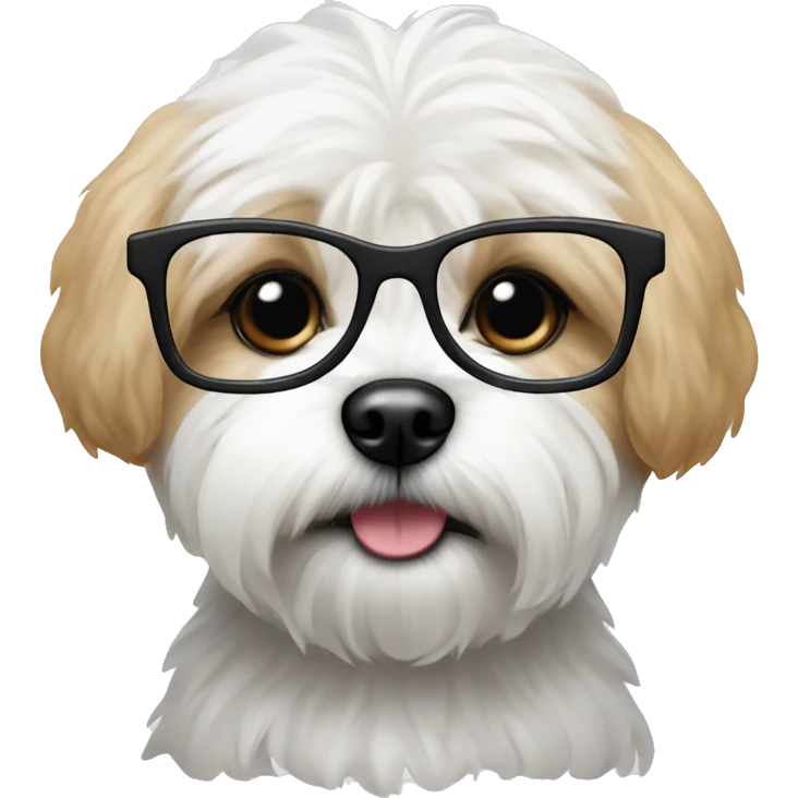 Shichon dog with glasses on emoji