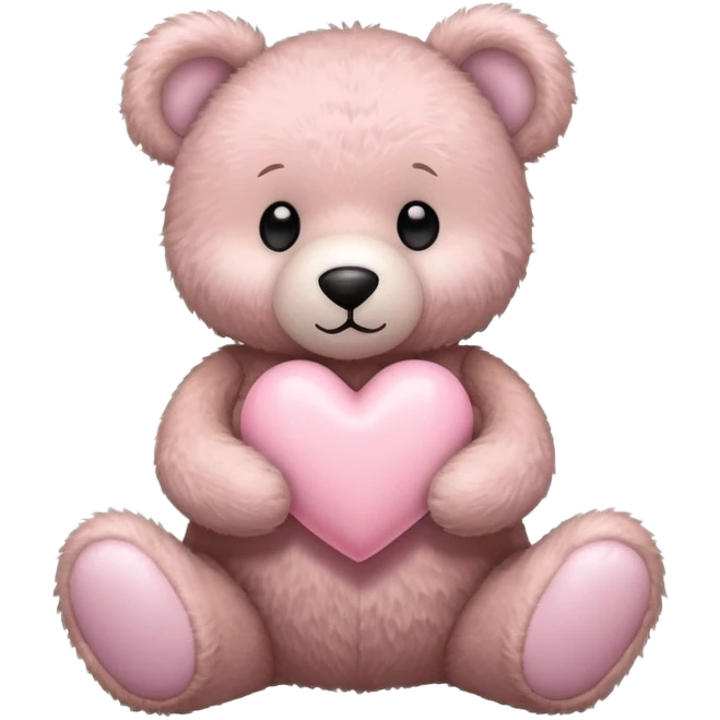 stuffed teddy holding light pink heart emoji