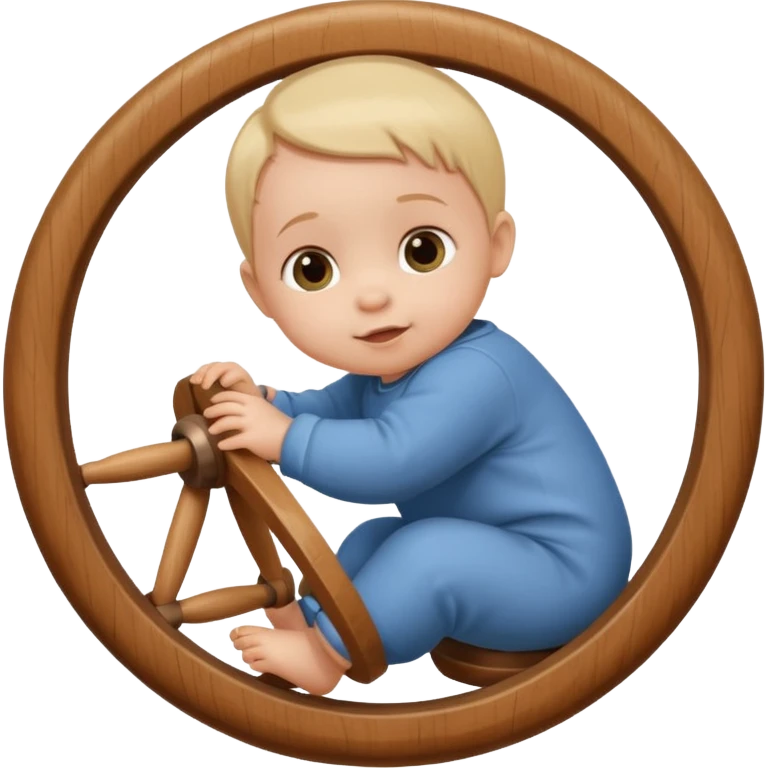 baby playing with wheel emoji