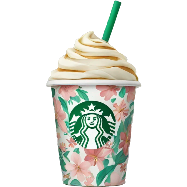 floral patterned starbucks cup emoji