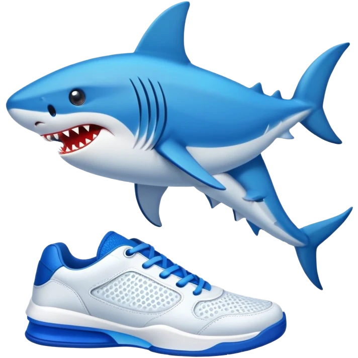 Tiburón con zapatos tenis azules  emoji