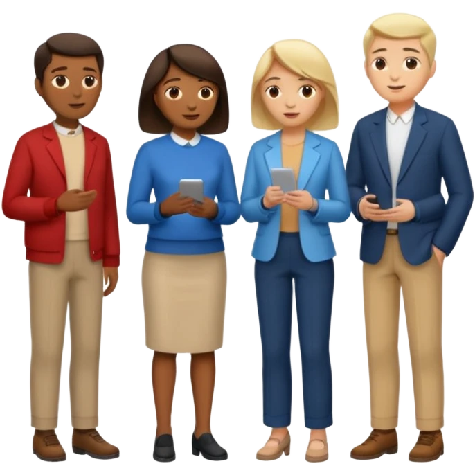 3 personas paradas. conversando debatiendo emoji