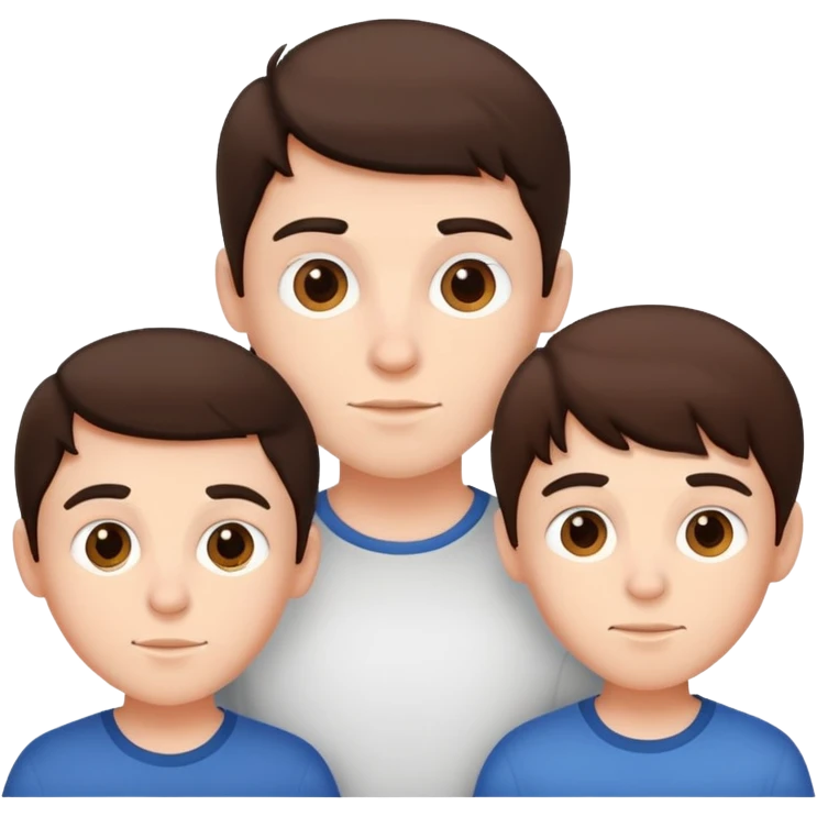 Three young  brunette brothers  emoji