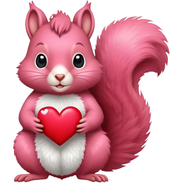 pink squirrel holding a heart emoji