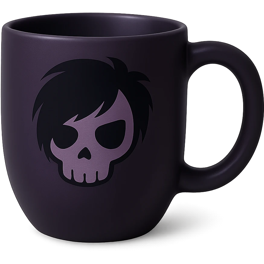 Edit the emo object with a dark aesthetic, black and purple colors, moody lighting. Remove the background and keep it transparent. emoji