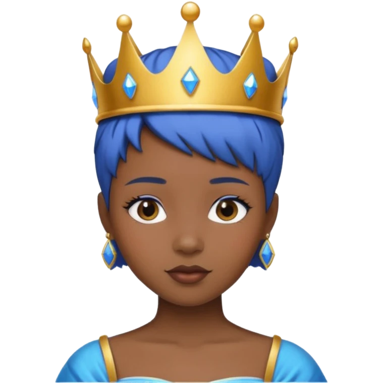 black girl blue short hair princess  emoji