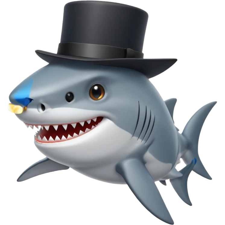 Shark with a top hat emoji