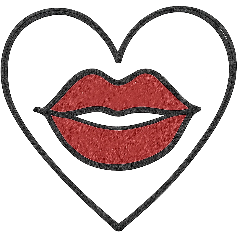 A heart with a big red mouth emoji