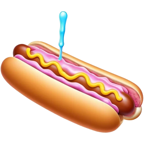 Melting neon ice cream hot dog  emoji