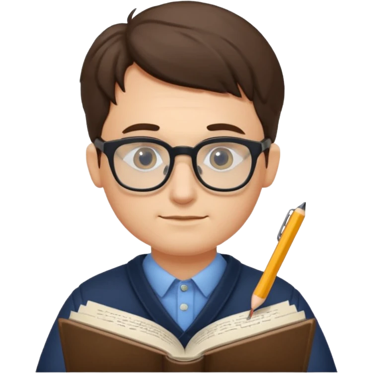 man write in book , wearing glasses emoji