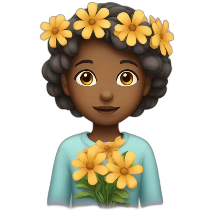 Little  girl with flowers emoji