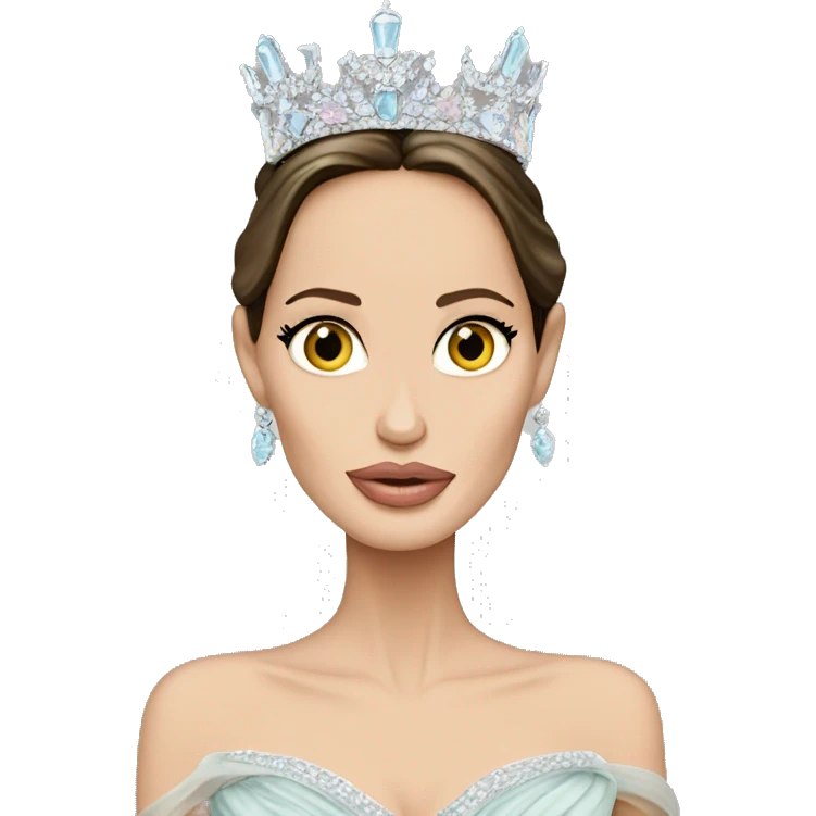 Angelina Jolie wearing a pastel tiara emoji