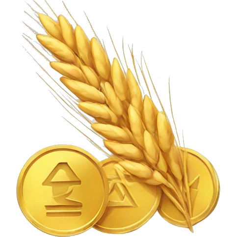 coin with wheat ear emoji