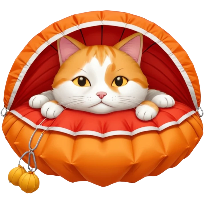 sleepy cat with red parachute emoji