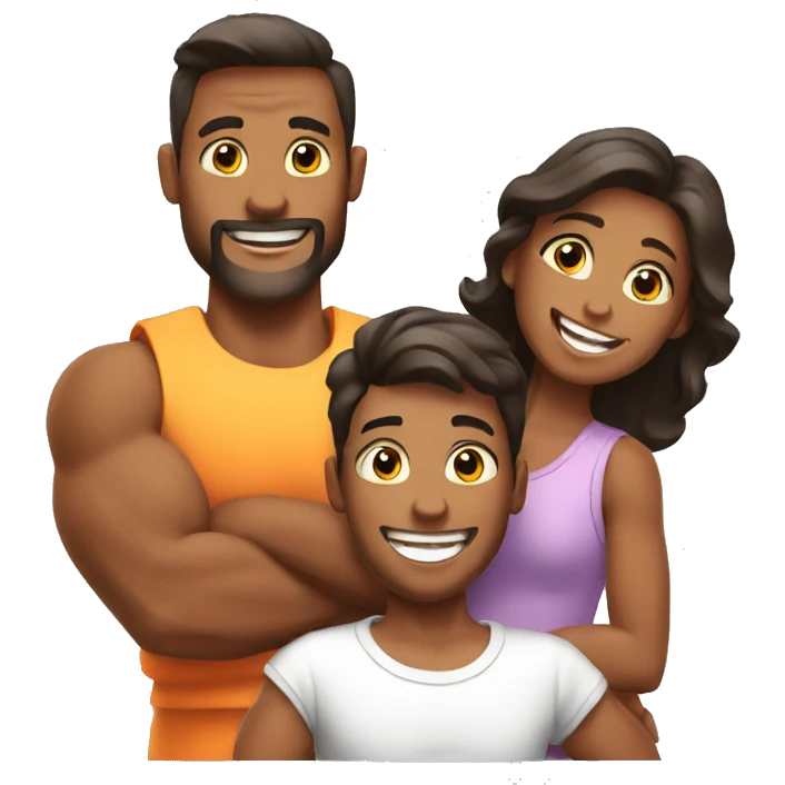 happy muscular family emoji
