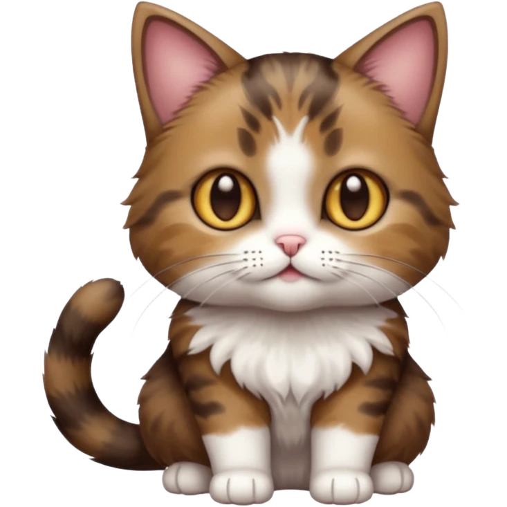 full body small short hair dark brown and white cat with hazel eyes emoji