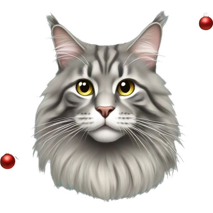 Grey maine coone destroying a christmas tree emoji