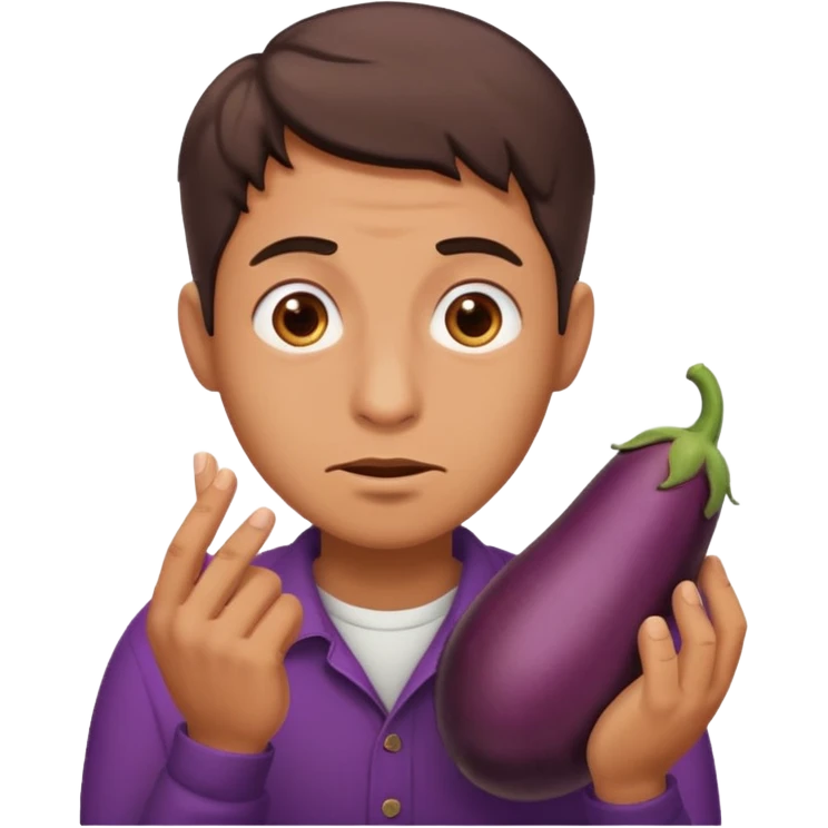 guy rolling his eyes with eggplant in his hand emoji
