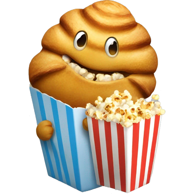 croissant eating popcorn emoji