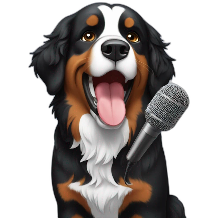 bernese mountain dog singing karaoke emoji