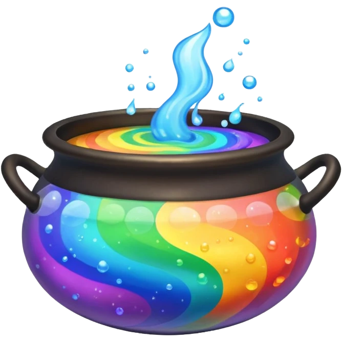 rainbow potion in a cauldron emoji