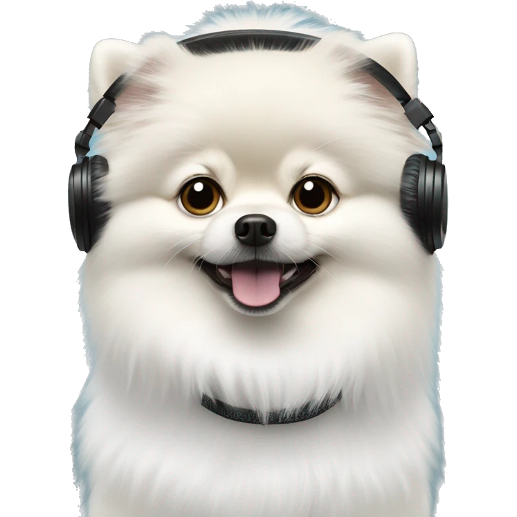 White Pomeranian as a DJ  emoji