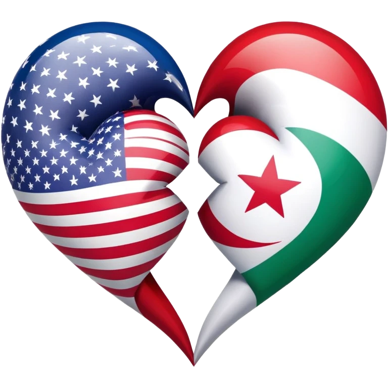 Linking the flags of Iran and the United States with one heart emoji