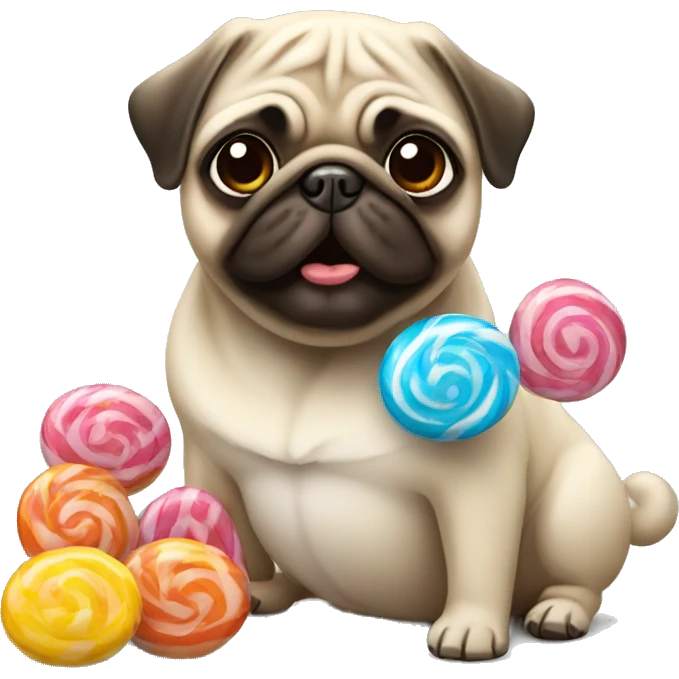 Pug with candies  emoji