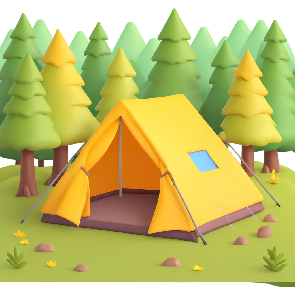 tent in a sunny forest clearing emoji