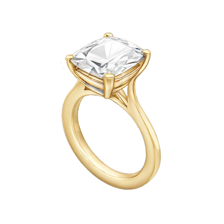Gold band Elongated Cushion cut diamond ring emoji