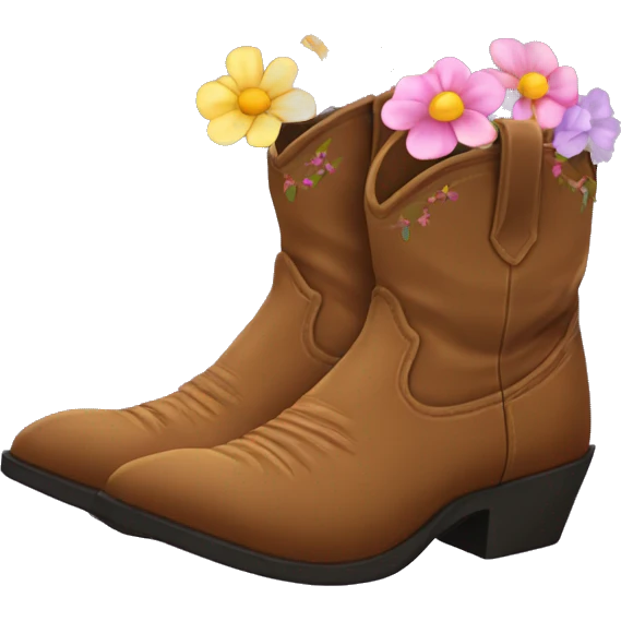 cowboy boots with flowers coming out of the top emoji