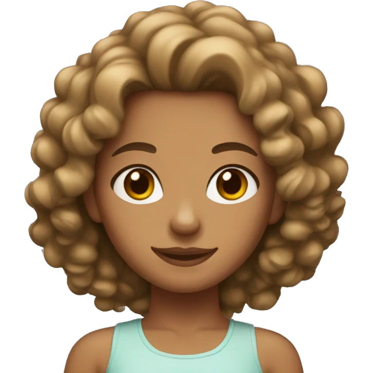 Girl with tan skin and curly hair emoji